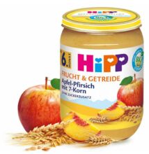 HiPP BIO Gyümölcs és gabona, Alma-barack 7 magvas, 6 hónapos kortól 190g