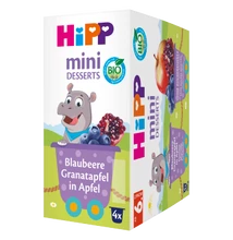 HiPP BIO gyümölcskészítmény áfonya-gránátalma bébidesszert 6 hónapos kortól 4 x 100g (400 g)