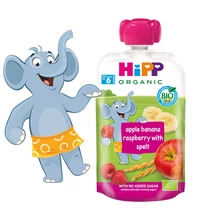 HiPP BIO Alma-banán-málna teljes kiőrlésű gabonával bébiétel 6 hónapos kortól