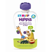 HiPP HiPPiS BIO Szilva-feketeribizli körtével gyümölcspép bébiétel 6 hónapos kortól 100 g