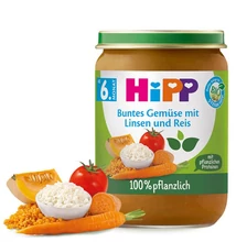 HiPP BIO zöldségek lencsével és rizzsel bébiétel 6 hónapos kortól 190g