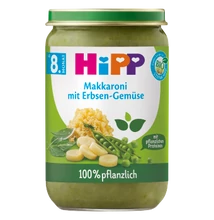 HiPP BIO makaróni borsóval, zöldségekkel és borsófehérjével bébiétel 8 hónapos kortól 220g