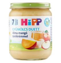 HiPP Gyümölcs Duett BIO alma-mangó túrókrémmel bébidesszert 7 hónapos kortól 160g