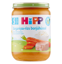 HiPP BIO sárgarépa-rizs borjúhússal bébiétel 5 hónapos kortól 190g