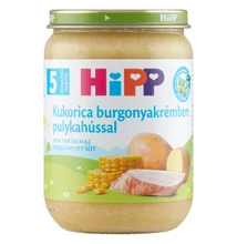 HiPP BIO kukorica burgonyakrémben pulykahússal bébiétel 5 hónapos kortól 190g