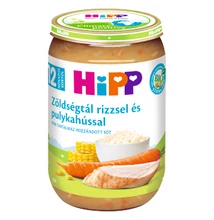 HiPP BIO zöldségtál rizzsel és pulykahússal bébiétel 12 hónapos kortól 220g