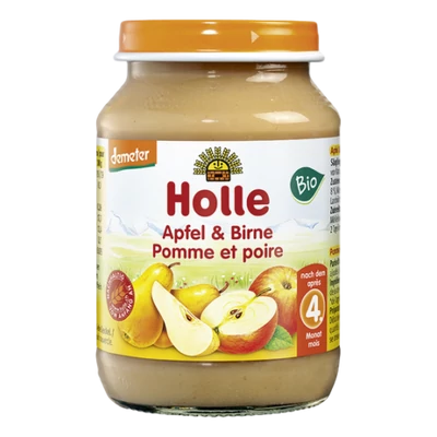 Holle Bio Alma körtével - üveges bébiétel - Demeter 190g 4 hónapos kortól