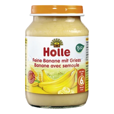 Holle Bio Finom banán búzadarával - üveges bébiétel 190g 6 hónapos kortól