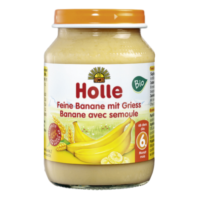Holle Bio Finom banán búzadarával - üveges bébiétel 190g 6 hónapos kortól