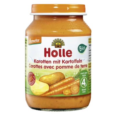 Holle Bio Sárgarépa burgonyával - üveges bébiétel - Demeter 190g 4 hónapos kortól 