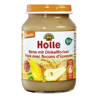Holle Bio Körte tönkölybúzával - üveges bébiétel - Demeter 190g 6 hónapos kortól