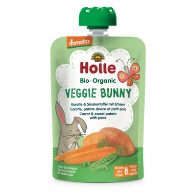 Holle Bio Veggie Bunny - Tasak sárgarépa és édesburgonya borsóval - Demeter 100g 6 hónapos kortól