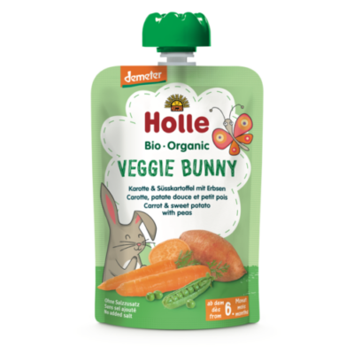 Holle Bio Veggie Bunny - Tasak sárgarépa és édesburgonya borsóval - Demeter 100g 6 hónapos kortól