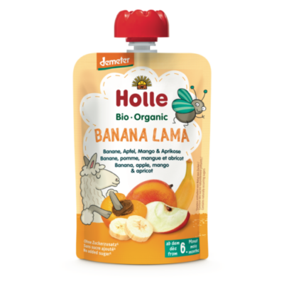Holle Bio Banana Lama - Tasak banán, alma, mangó, sárgabarack - Demeter 100g 6 hónapos kortól