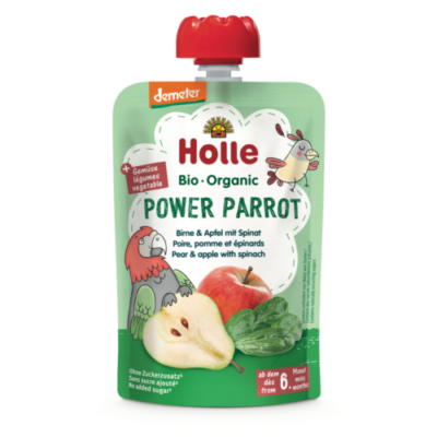 Holle Bio Power Parrot - Tasak körte almával és spenóttal - Demeter 100g 6 hónapos kortól