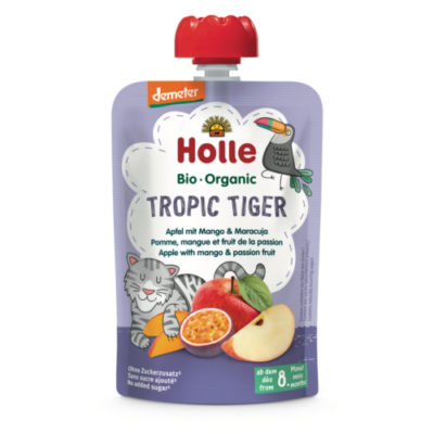 Holle Bio Tropic Tiger - Tasak Alma mangóval és maracujával - Demeter 100g 8 hónapos kortól