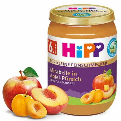 HiPP BIO Gyümölcs Mirabella szilva Almával és Barackkal 6 hónapos kortól 190g