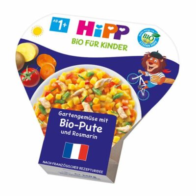 HiPP BIO Menü Kerti Zöldségek Pulykahússal és Rozmaringgal 1 éves kor felett 250g
