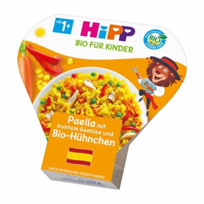 HiPP BIO Menü Paella Színes Zöldségekkel és Csirkehússal 1 éves kor felett 250g