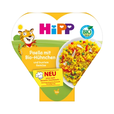 HiPP BIO Menü Paella rizs zöldségekkel és csirkehússal 1 éves kortól 250g