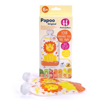 P&M Papoo Original tasak bébiételekhez, oroszlán 150ml, 6 db