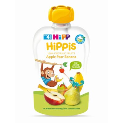 HiPP HiPPiS BIO Alma-körte-banán gyümölcspép bébiétel 4 hónapos kortól