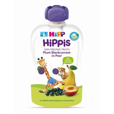 HiPP HiPPiS BIO Szilva-feketeribizli körtével gyümölcspép bébiétel 6 hónapos kortól 100 g