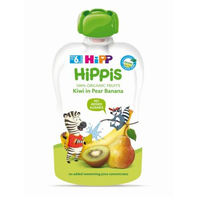 HiPP HiPPiS BIO Körte-banán-kiwi gyümölcspép bébiétel 6 hónapos kortól 100g
