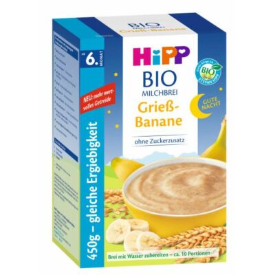HiPP BIO Jó Éjt Tejpép Banános-grízes 2x225g 6 hónapos kortól