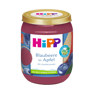 HiPP BIO gyümölcskészítmény alma áfonyával bébidesszert 5 hónapos kortól 160g