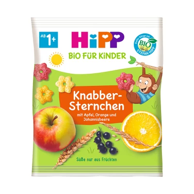 HiPP Gyümölcsös Csillagok BIO puffasztott gabonás termék kisgyermekeknek 1-3 éves korig 30g