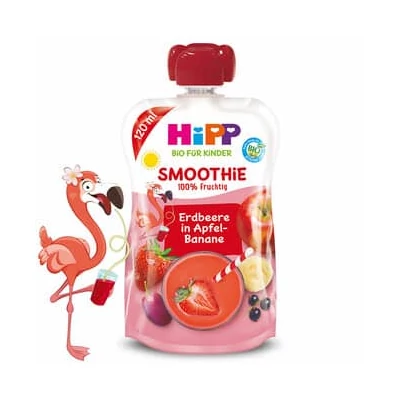 HiPP BIO Smoothie Mix eper, alma, banán 120ml 1 éves kortól 