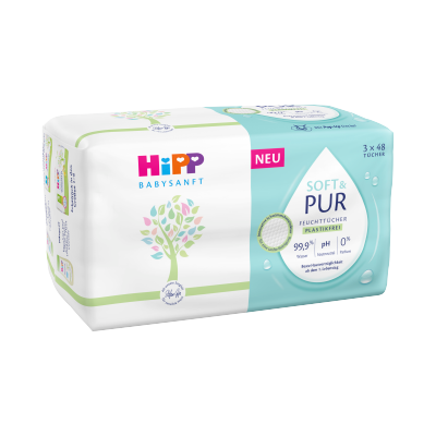 HiPP Babysanft Soft & Pure nedves törlőkendő újszülöttkortól 3 x 48 db