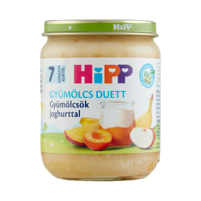 HiPP Gyümölcs Duett BIO gyümölcsök joghurttal bébidesszert 7 hónapos kortól 160g