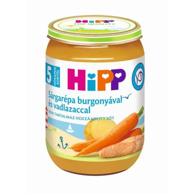 HiPP Sárgarépa burgonyával és vadlazaccal bébiétel 5 hónapos kortól 190 g