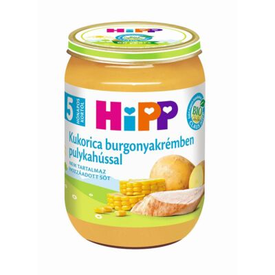 HiPP BIO Kukorica burgonyakrémben pulykahússal bébiétel 5 hónapos kortól