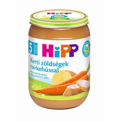 HiPP BIO Kerti zöldségek csirkehússal bébiétel 5 hónapos kortól 190 g
