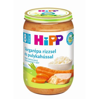 HiPP BIO Sárgarépa rizzsel és pulykahússal bébiétel 8 hónapos kortól