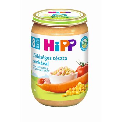 HiPP BIO Zöldséges tészta sonkával bébiétel 8 hónapos kortól