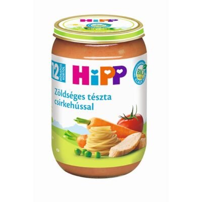 HiPP BIO zöldséges tészta csirkehússal bébiétel 12 hónapos kortól 220g