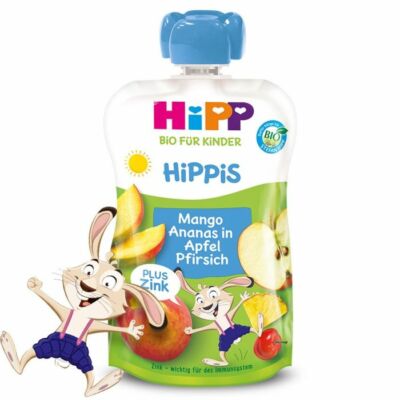 HiPP HiPPiS BIO Mangó-ananász, alma, őszibarack 1 éves kortól 100g